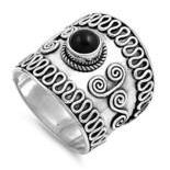 Sterling Silver Bali Ring With Black Onyx Sizes..