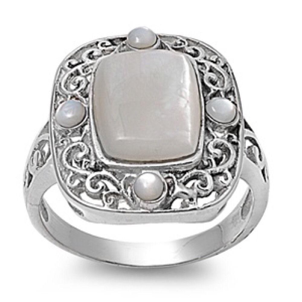 Radiant Sterling Silver Mother Of Pearl Ring Size 6,7,8 And 10 Sold Out Of 9