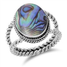 Beautiful Abalone Shell Stone Set In Sterling Silver Sizes 6-8